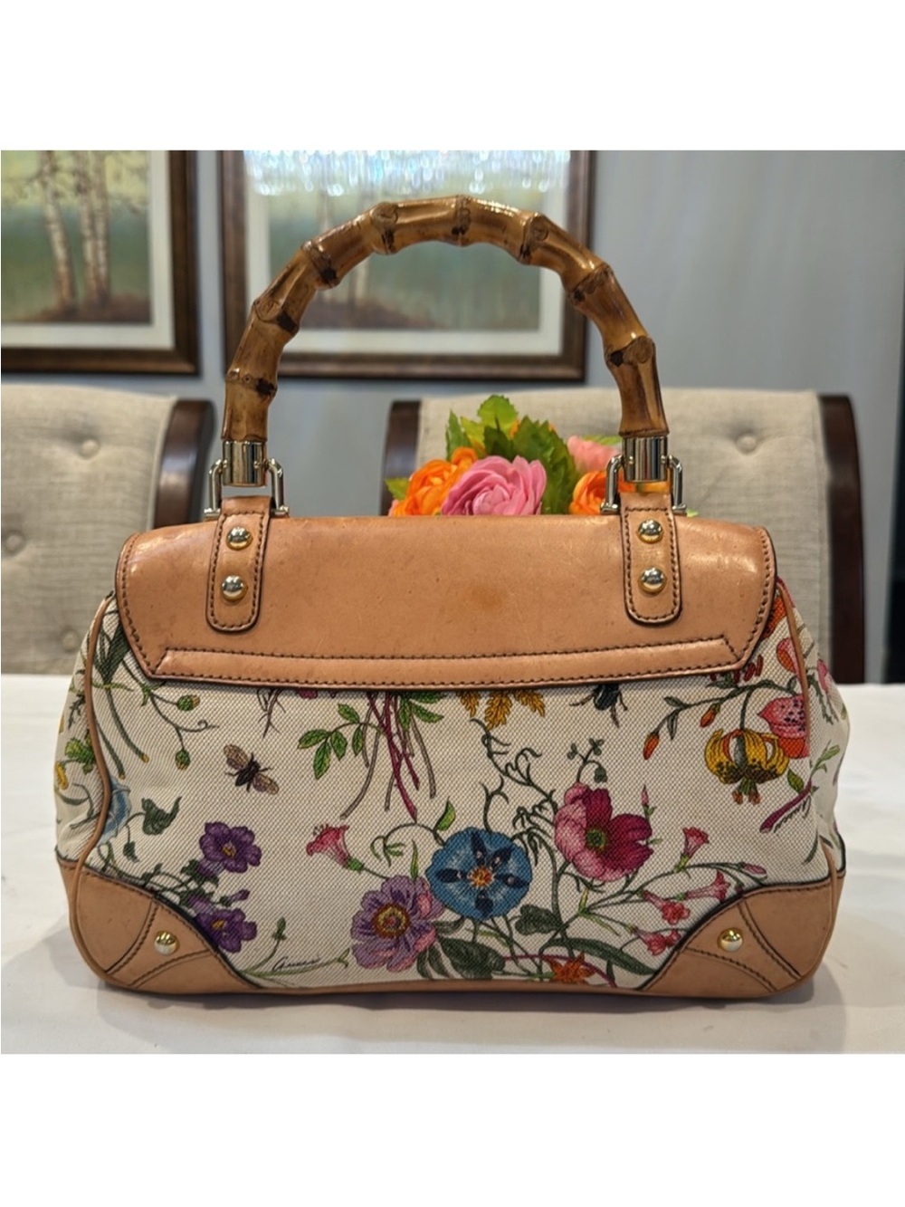 Authentic Gucci Flora Bamboo Top-Handle bag - Picture 2 of 12